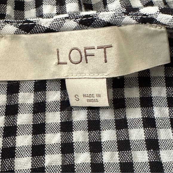 LOFT Black & White Gingham Crossover Back MIDI Dress Pockets Sleeveless Summer S - Picture 13 of 16